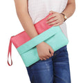 Women Candy Block Color Envelope Clutch Bag