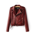 women candy color faux PU leather short motorcycle jacket zipper pockets sexy punk coat ladies casual outwear tops casaco CT1293-as picture 1-L-JadeMoghul Inc.