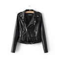 women candy color faux PU leather short motorcycle jacket zipper pockets sexy punk coat ladies casual outwear tops casaco CT1293-Black-L-JadeMoghul Inc.