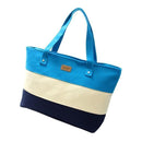 Women Carry All Cotton Canvas Striped Beach Bag-Blue-43cm x 29cm-JadeMoghul Inc.