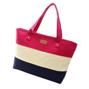 Women Carry All Cotton Canvas Striped Beach Bag-Blue-43cm x 29cm-JadeMoghul Inc.