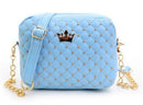Women Carry All Small Cross Body Bag With Quilting And Crown Charm