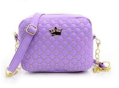 Women Carry All Small Cross Body Bag With Quilting And Crown Charm