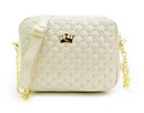 Women Carry All Small Cross Body Bag With Quilting And Crown Charm-beige bag-JadeMoghul Inc.