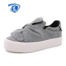 Women Casual Cotton Canvas Platform Loafers With Twist Bow Detailing-Gray-5-JadeMoghul Inc.
