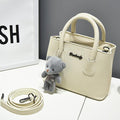 Women Casual Day Time Hand Bag With Plush Bear Charm-Beige-JadeMoghul Inc.