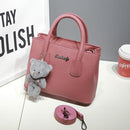Women Casual Day Time Hand Bag With Plush Bear Charm-Dark pink-JadeMoghul Inc.