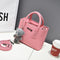 Women Casual Day Time Hand Bag With Plush Bear Charm-Pink-JadeMoghul Inc.