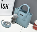 Women Casual Day Time Hand Bag With Plush Bear Charm-Sky blue-JadeMoghul Inc.