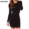 Women Casual Fashion Dress - Long Sleeve Dress-Black-L-JadeMoghul Inc.