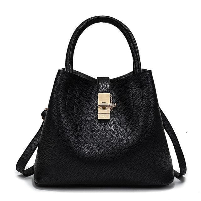 Women Casual Patent Leather Bag With Buckle Closure-Black-China-29cm-JadeMoghul Inc.