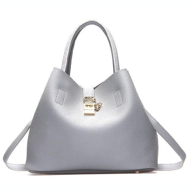 Women Casual Patent Leather Bag With Buckle Closure-Gray-China-29cm-JadeMoghul Inc.