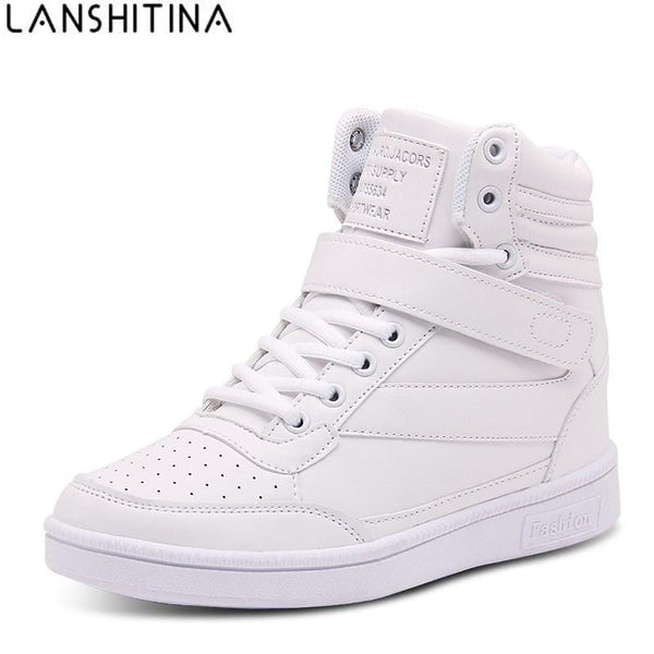 Women Casual Shoes Espadrilles Platform Hidden Increasing Sneakers PU Leather Shoes Woman Breathable High Top White Shoes-E-5-JadeMoghul Inc.