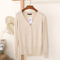 Women Casual Solid Color V Neck Cardigan-apricot-XL-JadeMoghul Inc.
