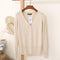 Women Casual Solid Color V Neck Cardigan-apricot-XL-JadeMoghul Inc.
