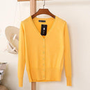 Women Casual Solid Color V Neck Cardigan-ginger-XL-JadeMoghul Inc.