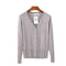 Women Casual Solid Color V Neck Cardigan-gray-XL-JadeMoghul Inc.