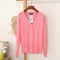 Women Casual Solid Color V Neck Cardigan-pink-XL-JadeMoghul Inc.