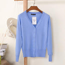 Women Casual Solid Color V Neck Cardigan-sky blue-XL-JadeMoghul Inc.