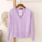 Women Casual Solid Color V Neck Cardigan-white-XL-JadeMoghul Inc.