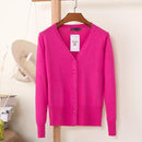 Women Casual Solid Color V Neck Cardigan-white-XL-JadeMoghul Inc.