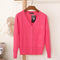 Women Casual Solid Color V Neck Cardigan-white-XL-JadeMoghul Inc.