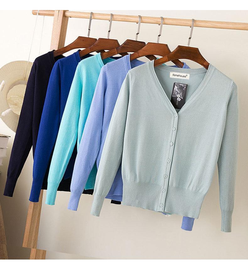 Women Casual Solid Color V Neck Cardigan-white-XL-JadeMoghul Inc.