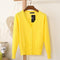 Women Casual Solid Color V Neck Cardigan-yellow-XL-JadeMoghul Inc.