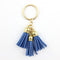 Women Casual Triple Leather Tassels Keychain/ Bag Charm-Gold Blue-JadeMoghul Inc.