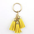 Women Casual Triple Leather Tassels Keychain/ Bag Charm-Gold Yellow-JadeMoghul Inc.