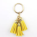 Women Casual Triple Leather Tassels Keychain/ Bag Charm-Gold Yellow-JadeMoghul Inc.