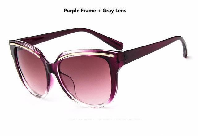 Women Cat Eye Acrylic Frame Sunglasses With 100% UV 400 Protection-Purple-JadeMoghul Inc.