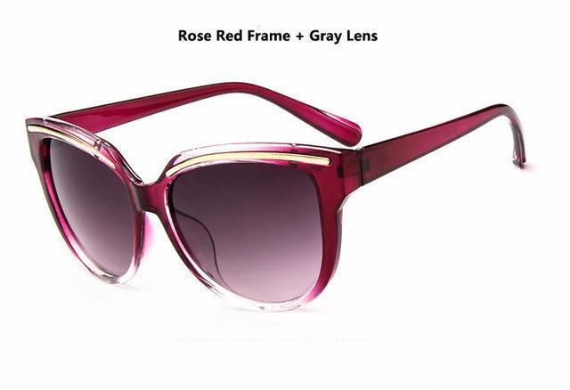 Women Cat Eye Acrylic Frame Sunglasses With 100% UV 400 Protection-rose Red-JadeMoghul Inc.