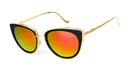 Women Cat Eye Sunglasses In Leopard Print And Reflective Mirror Lens-Gold Frame Purple-JadeMoghul Inc.