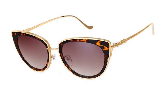 Women Cat Eye Sunglasses In Leopard Print And Reflective Mirror Lens-Gold Frame Tea-JadeMoghul Inc.