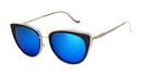 Women Cat Eye Sunglasses In Leopard Print And Reflective Mirror Lens-Silver Frame Blue-JadeMoghul Inc.