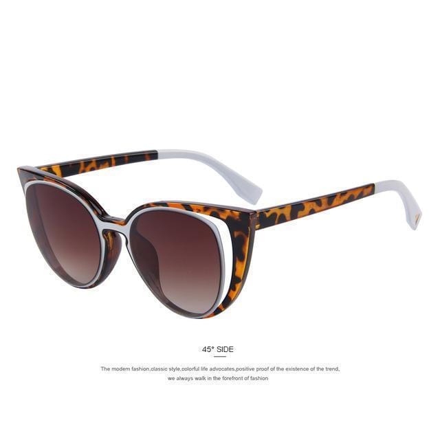 Women Cat Eye Sunglasses In Metal And Acrylic Frame With 100% UV 400 Protection-C08 Leopard-JadeMoghul Inc.