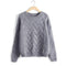 Women Chevron Self Mohair Pull Over Sweater-Dark Grey-One Size-JadeMoghul Inc.