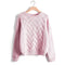 Women Chevron Self Mohair Pull Over Sweater-Pink-One Size-JadeMoghul Inc.