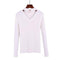 Women Choker V Neck sweater Top With Pearl Embellishment-white-One Size-JadeMoghul Inc.