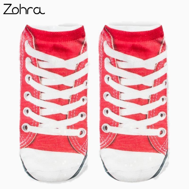 Zohra Canvas shoes Graphic 3D Full Print Unisex Low Cut Ankle Socks Multiple Colors Cotton Sock Casual Hosiery