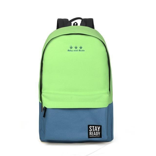 Women Color Block Canvas Basic Backpack-green-Russian Federation-JadeMoghul Inc.