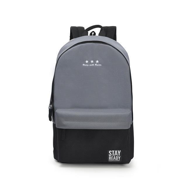 Women Color Block Canvas Basic Backpack-grey-Russian Federation-JadeMoghul Inc.