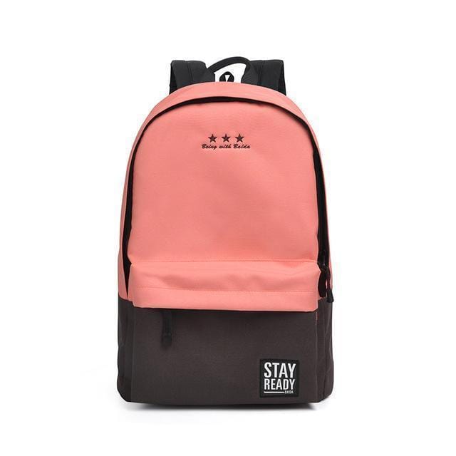 Women Color Block Canvas Basic Backpack-pink-China-JadeMoghul Inc.