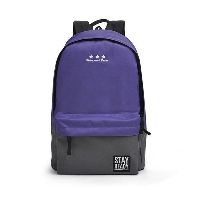 Women Color Block Canvas Basic Backpack-purple grey-Russian Federation-JadeMoghul Inc.