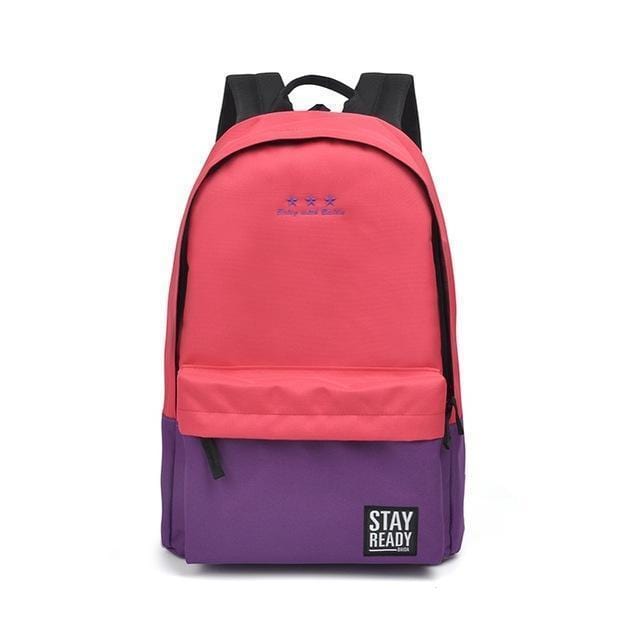 Women Color Block Canvas Basic Backpack-rose-Russian Federation-JadeMoghul Inc.