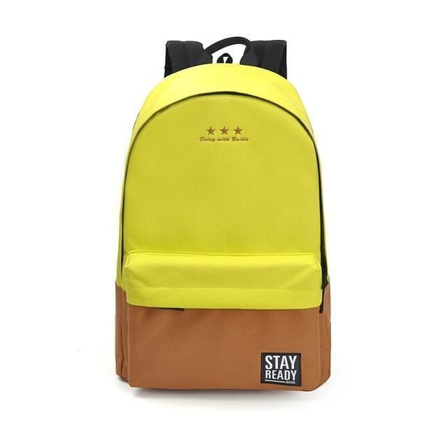 Women Color Block Canvas Basic Backpack-yellow-Russian Federation-JadeMoghul Inc.