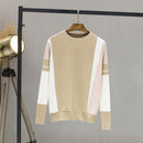 Women Color Block Pullover Sweater-Khaki-One Size-JadeMoghul Inc.