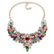 Women Colorful Crystal And Rhinestone Statement Necklace-Red Multi-JadeMoghul Inc.