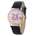 Women Colorful Crystal Owl And Flower Pattern Wrist Watch-As the picture show-JadeMoghul Inc.